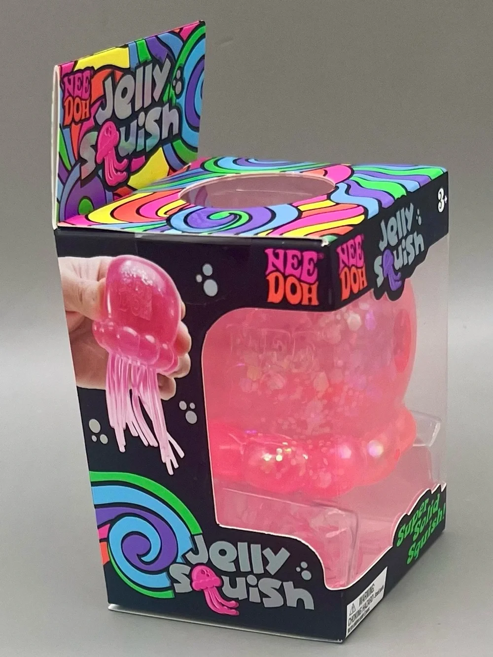 Authentic NeeDoh JELLY SQUISH Glitter PINK Super Solid Squish Fidget Squishy NEW